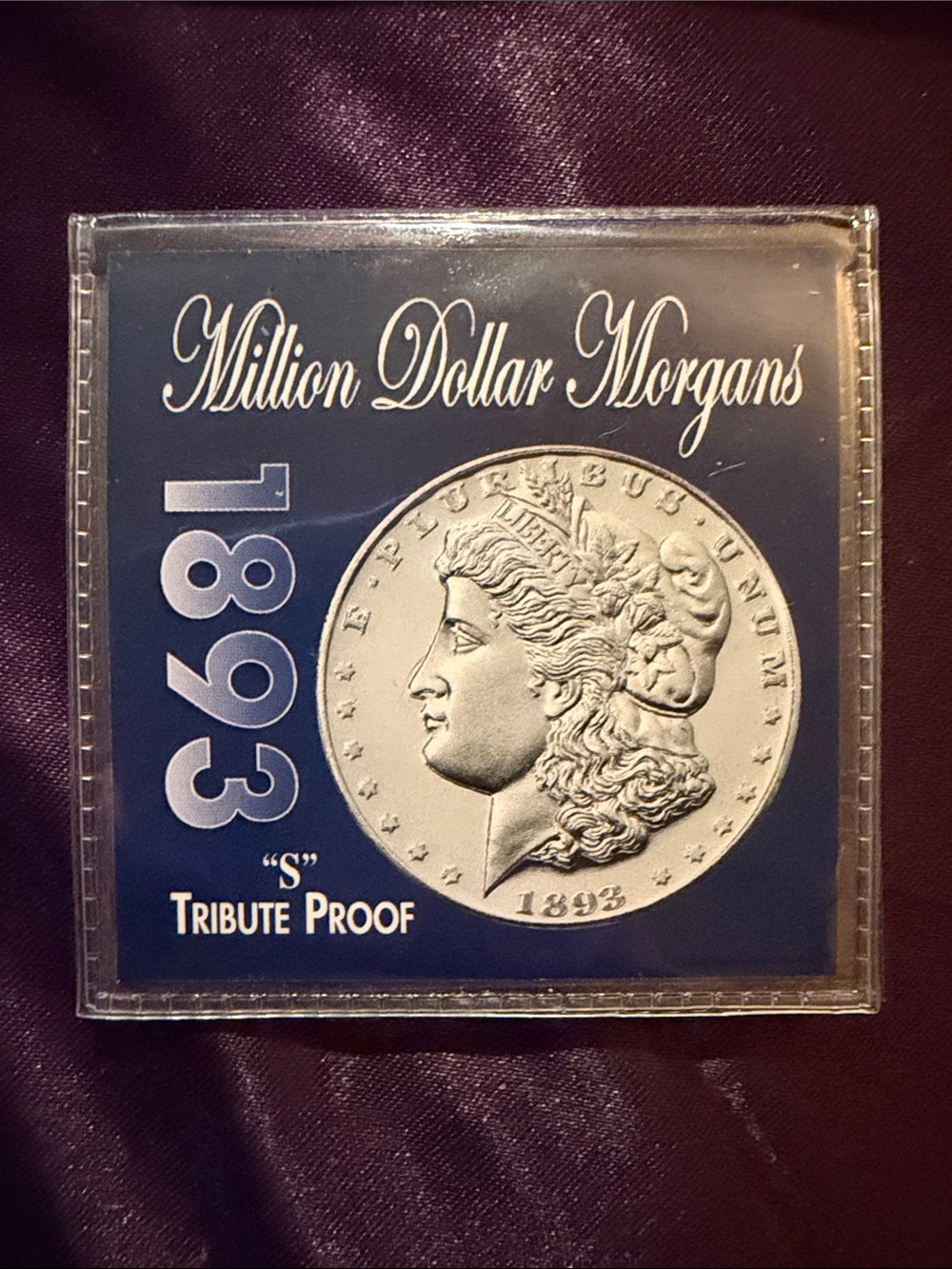 Million Dollar Morgans 1893 'S' Tribute Proof Coin Display - Silver Tone